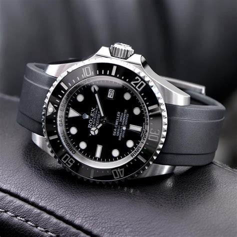 rolex black strap|rolex with black rubber band.